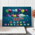 thumbnail image 1 of 90th Birthday Cutting Board, Joyful Surprise Party Mood with Best Wishes Balloons and Swirls Age 90, Decorative Tempered Glass Cutting and Serving Board, Large Size, Multicolor, by Ambesonne, 1 of 5