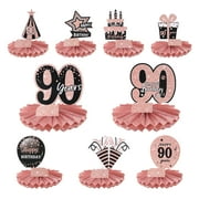 90th Birthday Decoration Centerpieces for Tables Decorations Birthday Party Decoration Supplies (Red + Gold Tone)