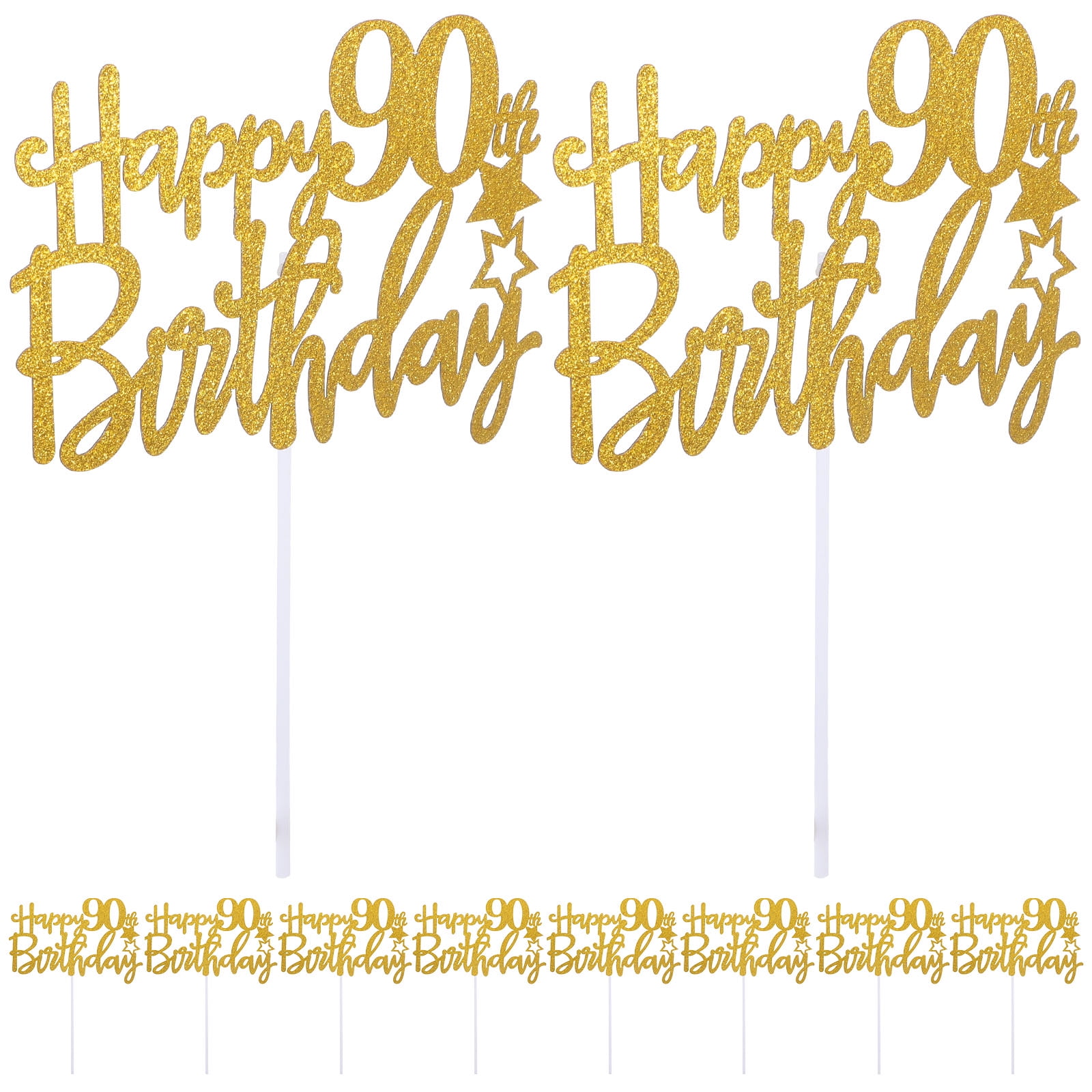 90th Birthday Decorations Cake Sign Topper Cupcake Picks 10 Pcs Dessert Number Pvc Paper Cups Fruit for Party