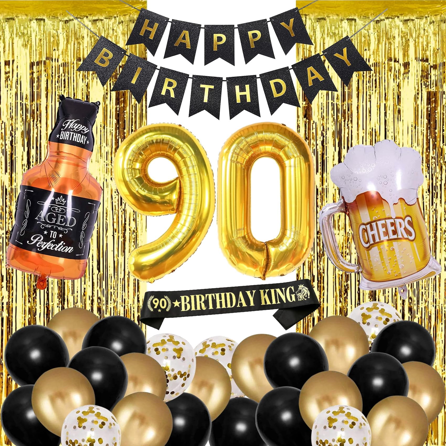 90th Birthday Decorations For OIF8 Men Happy 90th Birthday Decorations