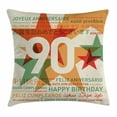 thumbnail image 1 of 90th Birthday Decorations Throw Pillow Cushion Cover, Old Age Celebrations from the World Languages Stars Vintage Style, Decorative Square Accent Pillow Case, 20 X 20 Inches, Multicolor, by Ambesonne, 1 of 2