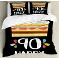 thumbnail image 1 of 90th Birthday Duvet Cover Set King Size, Colorful Party Set Up on a Black Background with Cake Candles Artistic Design, Decorative 3 Piece Bedding Set with 2 Pillow Shams, Multicolor, by Ambesonne, 1 of 3
