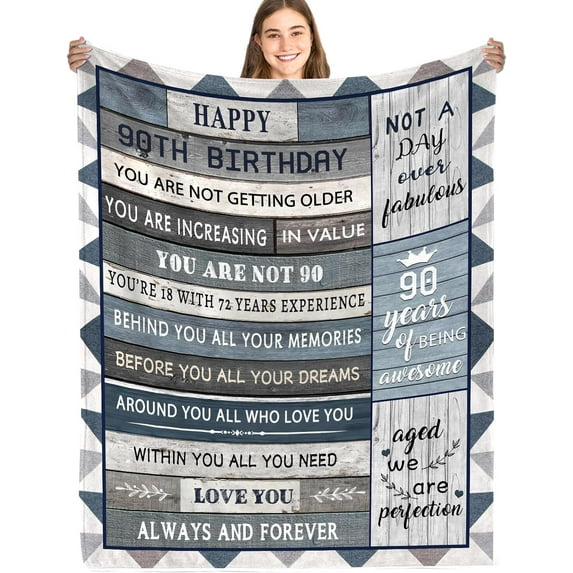 90th Birthday Gifts, 90th Birthday Gift for Woman Man, 90 Years Old Thrown Blanket 50" x 60", 1933 Blanket Gift for Parents Friends, 90th Birthday Blanket Decor