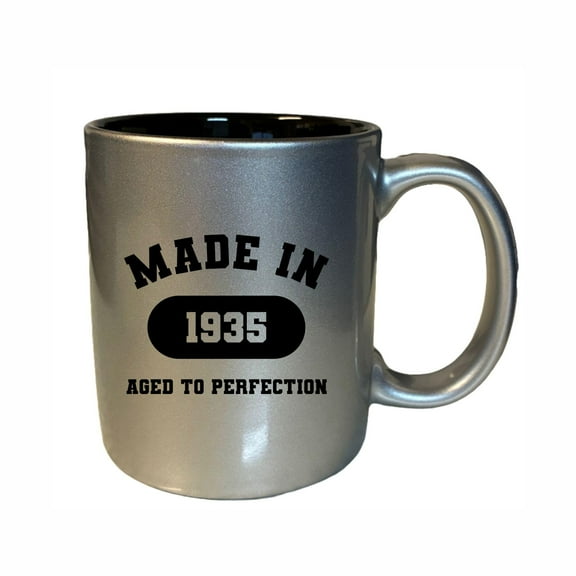 90th Birthday Gifts, Made In 1935 Aged to Perfection 11oz Ceramic Coffee Cup Teacup with Handle, Funny Bday Mugs