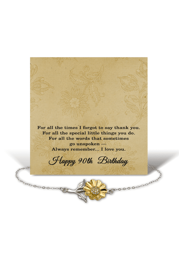 90th Birthday Gifts Women, 90th Birthday Bracelet for Best Friend, Happy 90th Birthday Gifts for Sister, Sunflower Bracelet Sterling Silver