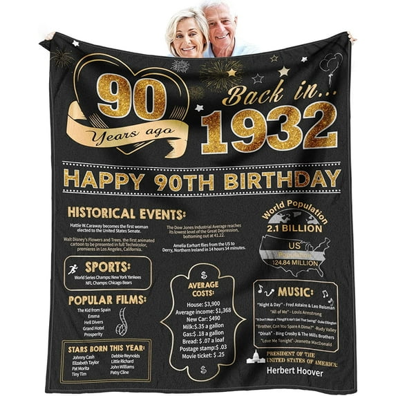 90th Birthday Gifts for Women - 90th Birthday Gifts for Men - Gifts for 90 Year Old Woman - 90th Birthday Gift Ideas - 90 Year Old Birthday Gifts for Women Throw Blanket 60 x 50 Inch