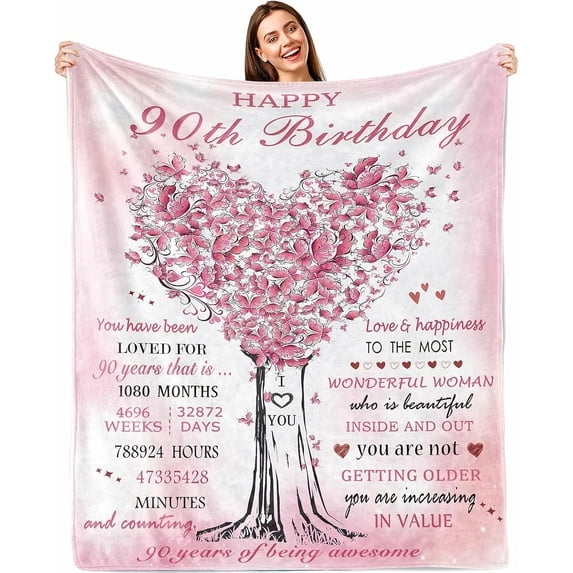 90th Birthday Gifts for Women Blanket 60"X50", Best Gifts for 90 Year Old Woman,90th Birthday Decorations for Women,90th Birthday Gift Ideas,Happy 90th Birthday Throw Blanket 1934