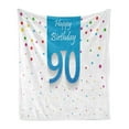 thumbnail image 1 of 90th Birthday Soft Flannel Fleece Throw Blanket, Framework with Hand Writing Calligraphy 90 Years Old Polka Dots, Cozy Plush for Indoor and Outdoor Use, 50" x 60", Multicolor, by Ambesonne, 1 of 6