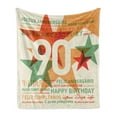 thumbnail image 1 of 90th Birthday Soft Flannel Fleece Throw Blanket, Old Age Celebrations from the World Languages and Stars in Vintage Style, Cozy Plush for Indoor and Outdoor Use, 70" x 90", Multicolor, by Ambesonne, 1 of 6