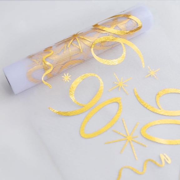 90th Birthday Table Runner Gold TulleTable Decorations for Adult Milestones Parties(11×197in)