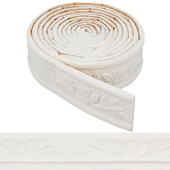 90x1.6in White Molding Peel and Stick Self Adhesive Flexible Foam Trim 3D Sticky Decorative Wallpaper Border Wall Edging