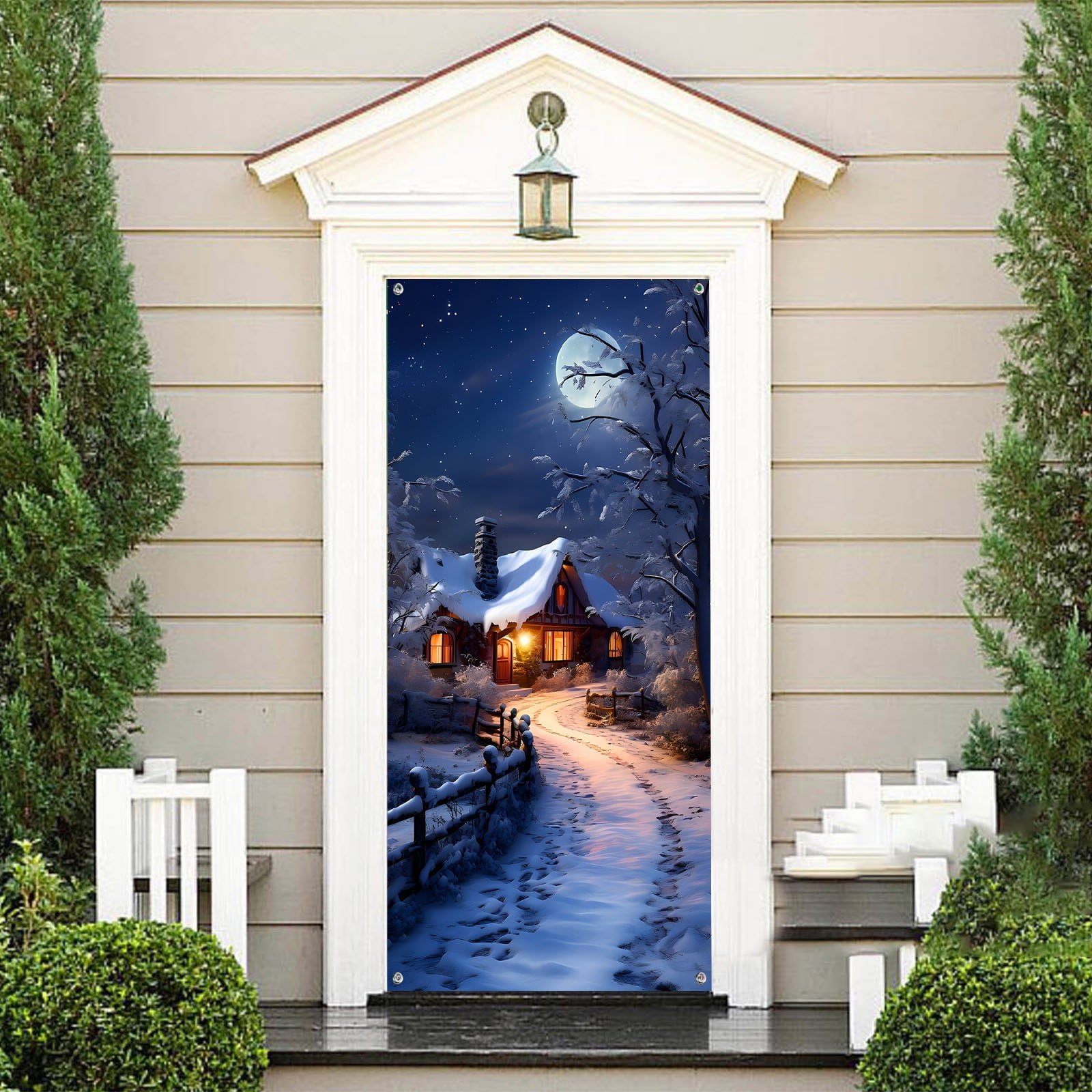 90x200cm Winter Snow View Door Frame Snow View Party Decorations for
