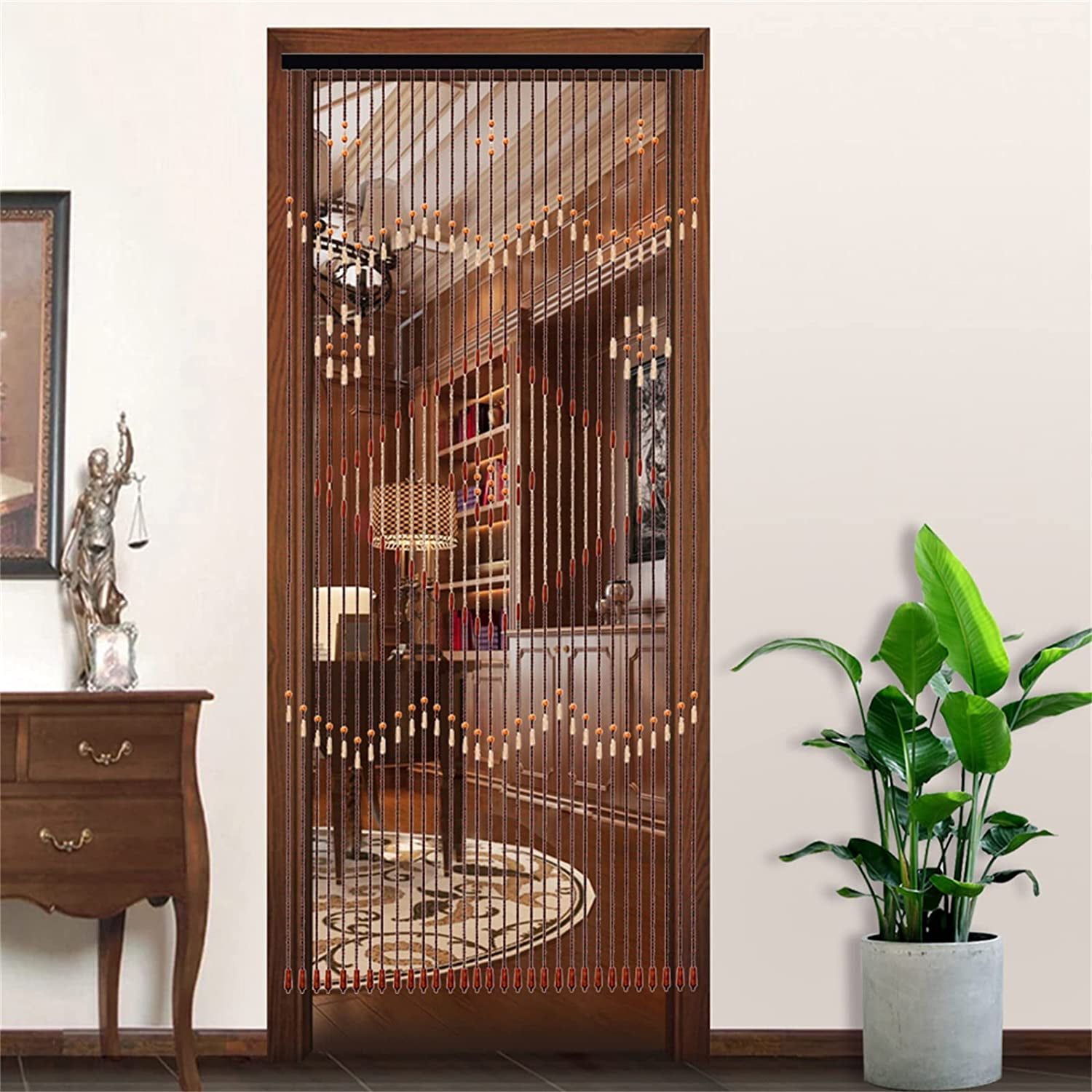 90x208cm 31 Line Retro Wooden Bead Curtain Blinds Door Curtain for Porch Bedroom Living Room Bathroom Curtain Front Door Decor Curtains Home Decor