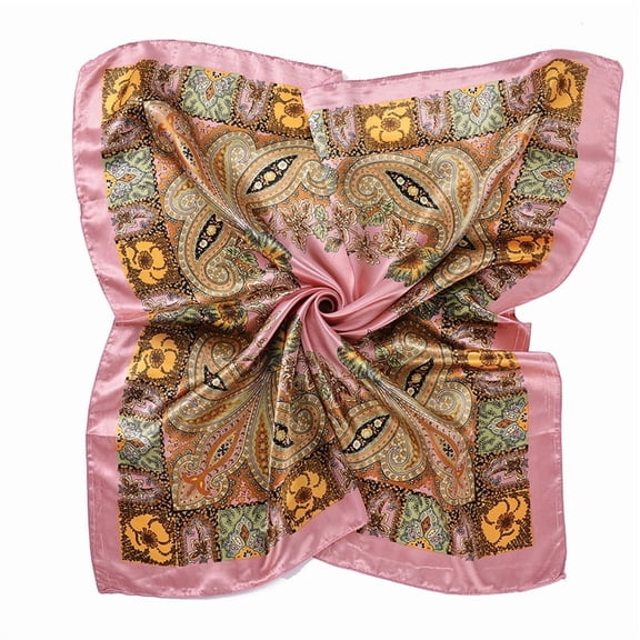 90x90cm Paisley Print Satin Square Scarf, Lightweight Boho Head Wrap & Neck Scarf,90*90cm,4