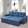 thumbnail image 1 of 91.7" Pull-Out Sleeper Bed, L-Shape 3-Seater Modular Fabric Convertible Reversible Sleeper Sectional Sofa Couch with Storage Chaise - Blue 00002, 1 of 9