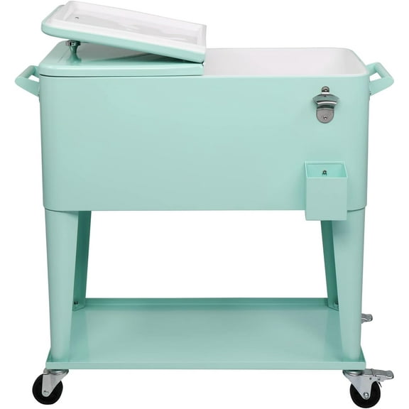 91*84.5*38.5cm Rectangular Plastic Box Frozen Insulation Cart Mint Green
