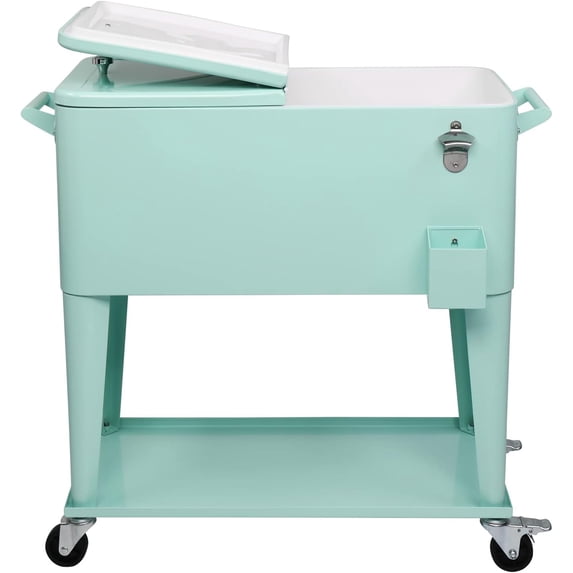 91*84.5*38.5cm Rectangular Plastic Box Frozen Insulation Cart Mint Green