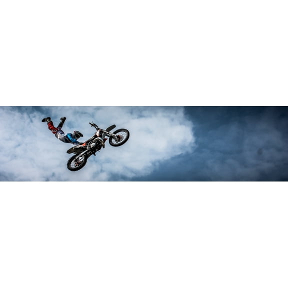 91"x24" Photographic Print Poster Biker Motorcycle Dirt Extreme Bike Ride Sport