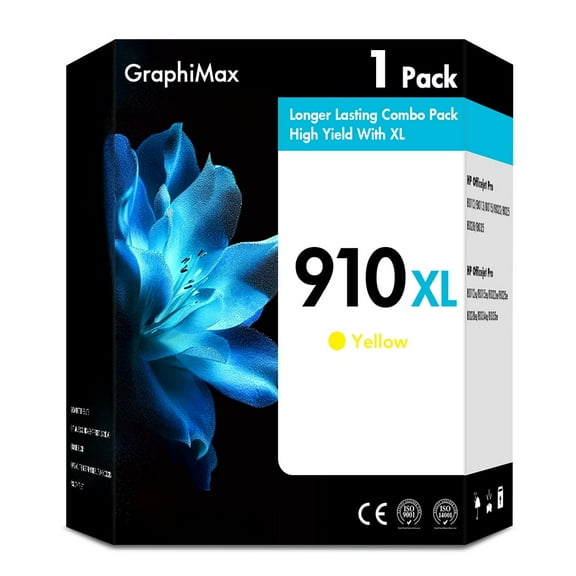 910 910XL Ink Cartridges Compatible for HP 910XL 910 Color Ink for OfficeJet Pro 8020 8025 8028 8035 8010 8022 8015 8018 Printer (1 Pack Yellow)