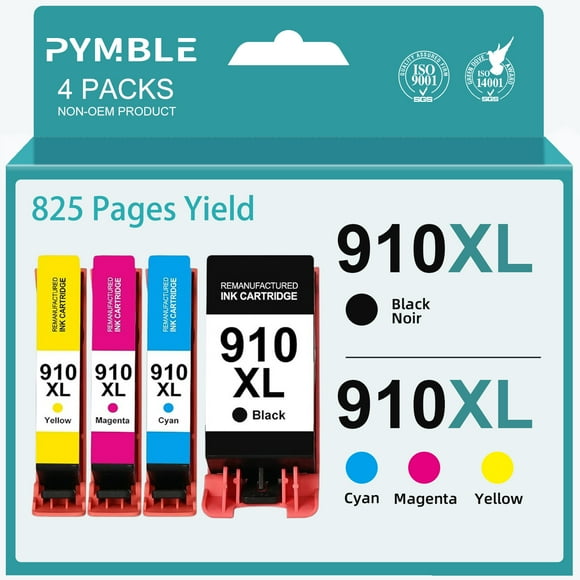 910 910XL Ink Cartridges for HP 910XL Black Ink Cartridges with HP Officejet 8025 8022 8035 8020 8028 8024 8031 8015 (1 Black 1 Cyan 1 Yellow 1 Magenta 4 Pack)