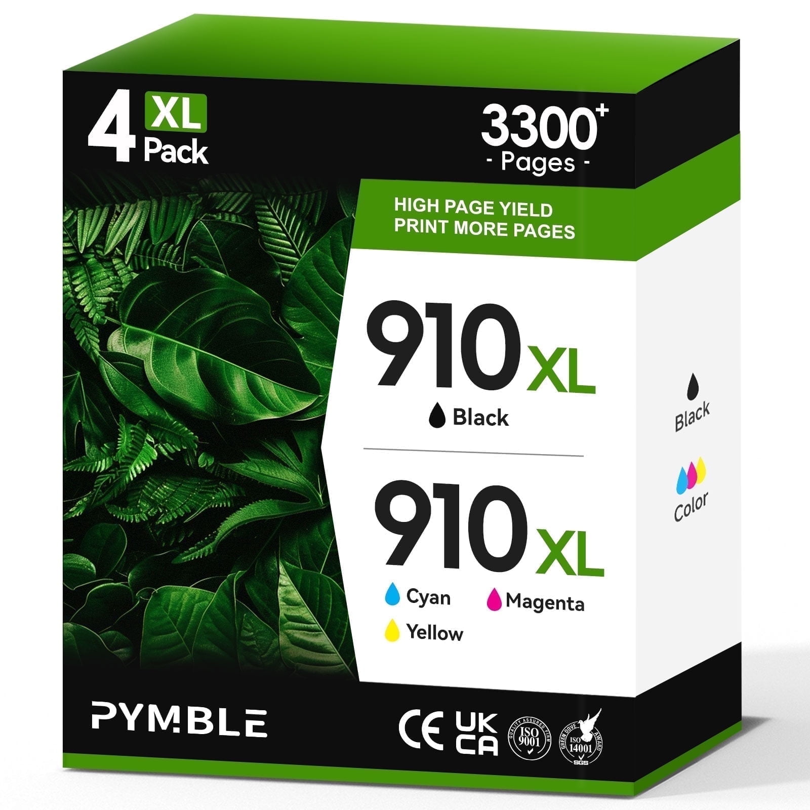 910 910XL Ink Cartridges compatible for HP 910XL Ink work with OfficeJet Pro 8020 8025 8028 8035 8030 8010 8015 8018 8022 (1 Black 1 Cyan 1 Yellow 1 Magenta 4 Pack)