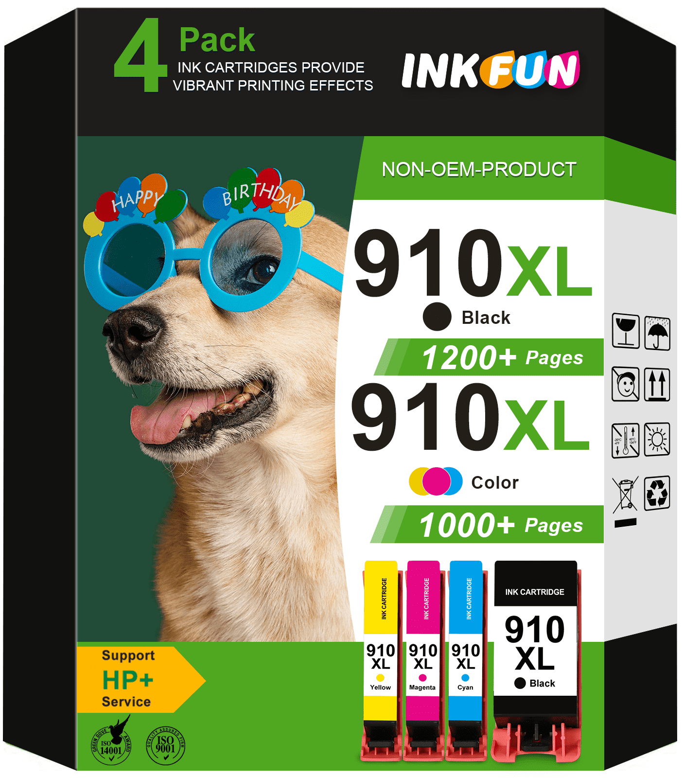 INKFUN 910XL Ink Cartridges, Compatible Printer Ink for HP OfficeJet ...