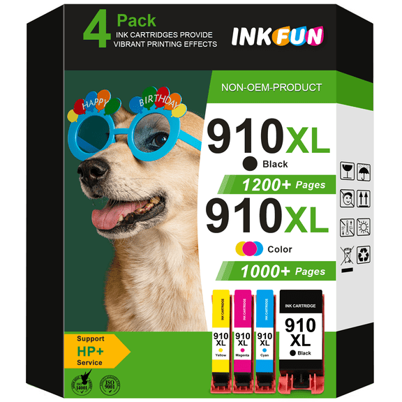 910XL Combo Pack Ink Cartridges Compatible for HP 910 Ink Cartridges for 910 HP Ink for 8025e 8025 8020e 8020 8035e 8028e (4 Pack)