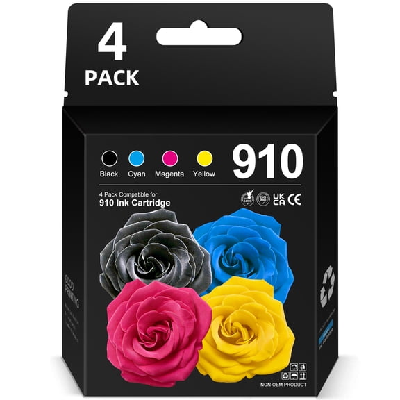 910 Ink for HP 910 Ink Cartridges Combo Pack (4-pack) Compatible for 910 XL HP Printer Ink HP OfficeJet 8010 Ink Series