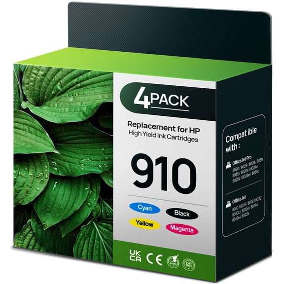910 Ink for HP 910 Ink Cartridges Combo Pack (4-pack) Compatible for 910 XL HP Printer Ink HP OfficeJet 8010 Ink Series