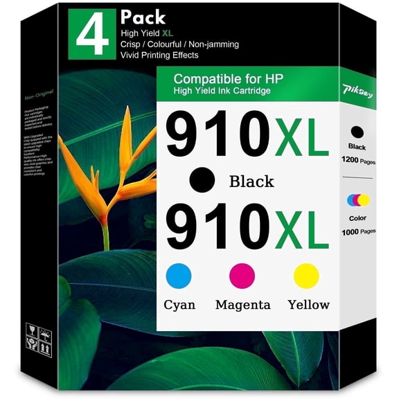 910 XL 910XL Ink Cartridges (4 Packs) - Compatible for HP 910 Ink Cartridges Combo Pack for OfficeJet Pro 8020 8020e 8025e OfficeJet 8010 Printers