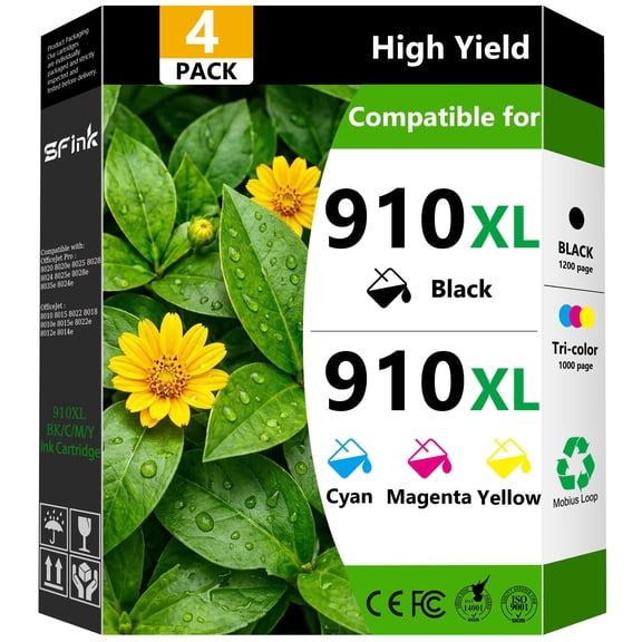 910xl 910 xl ink Cartridges 4 Pack Compatible for HP 910xl Combo Pack ink Cartridges for OfficeJet 8010 8015 Pro 8020 8020e 8025 8028 Printers