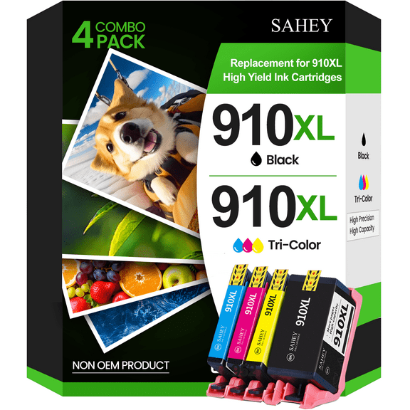 910 XL Ink Compatible for 910XL Ink Cartridges Combo Pack for Officejet Pro 8020 8025 8028 8030 Printer, 4 Pack