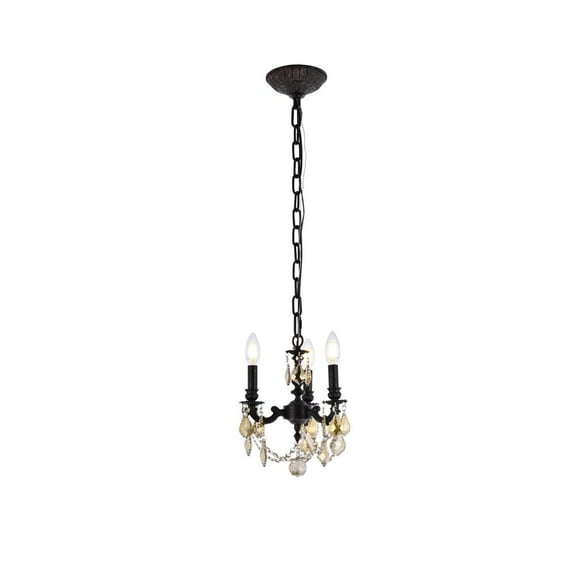 9103 Lillie Collection Pendant D:10in H:10in Lt:3 Dark Bronze Finish (Royal Cut Crystals)