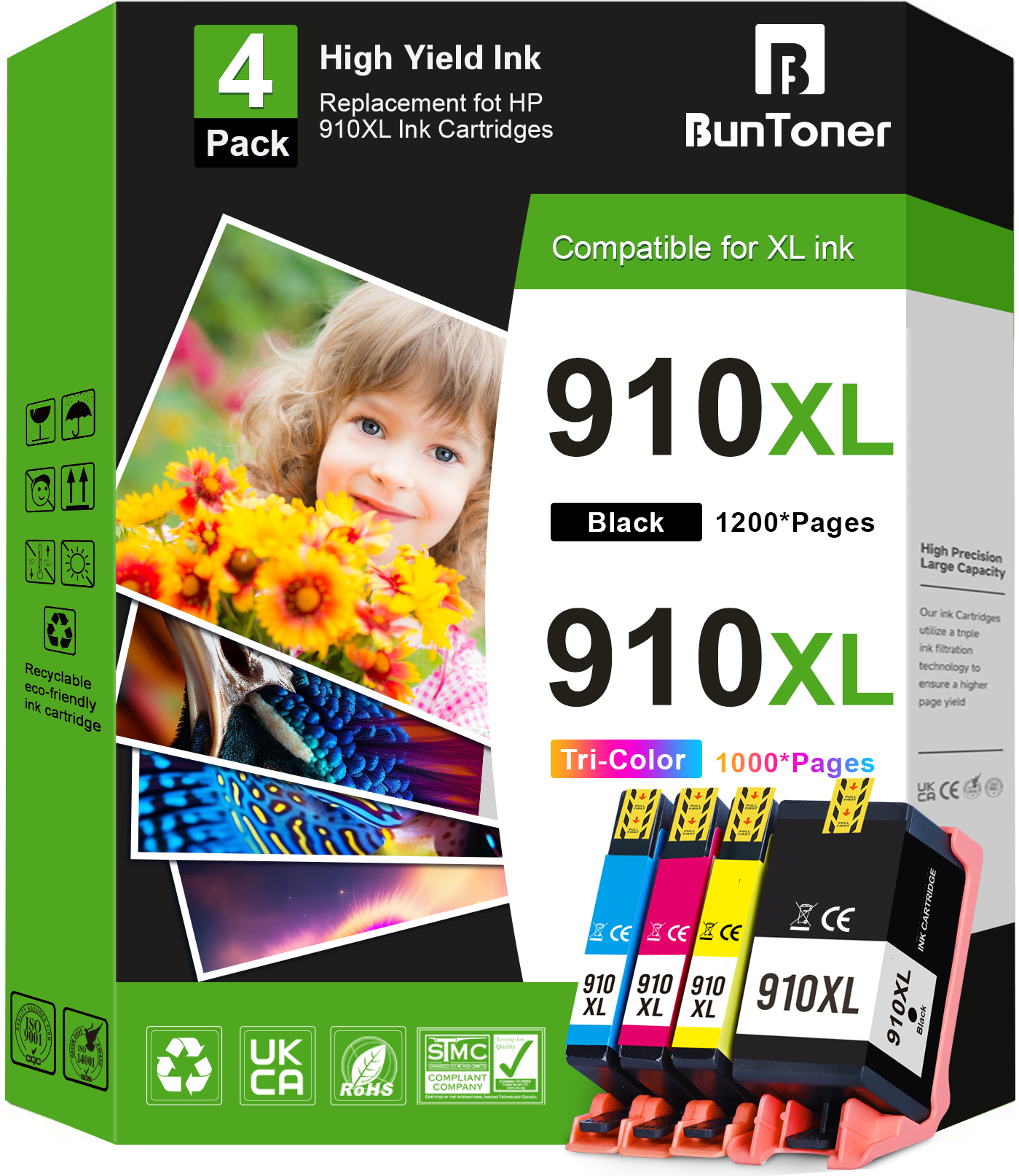 910 Ink Cartridges Compatible for HP 910XL Combo Pack for OfficeJet 8035e 8035 8025e 8025 8015e 8034e Printer (4-Pack)