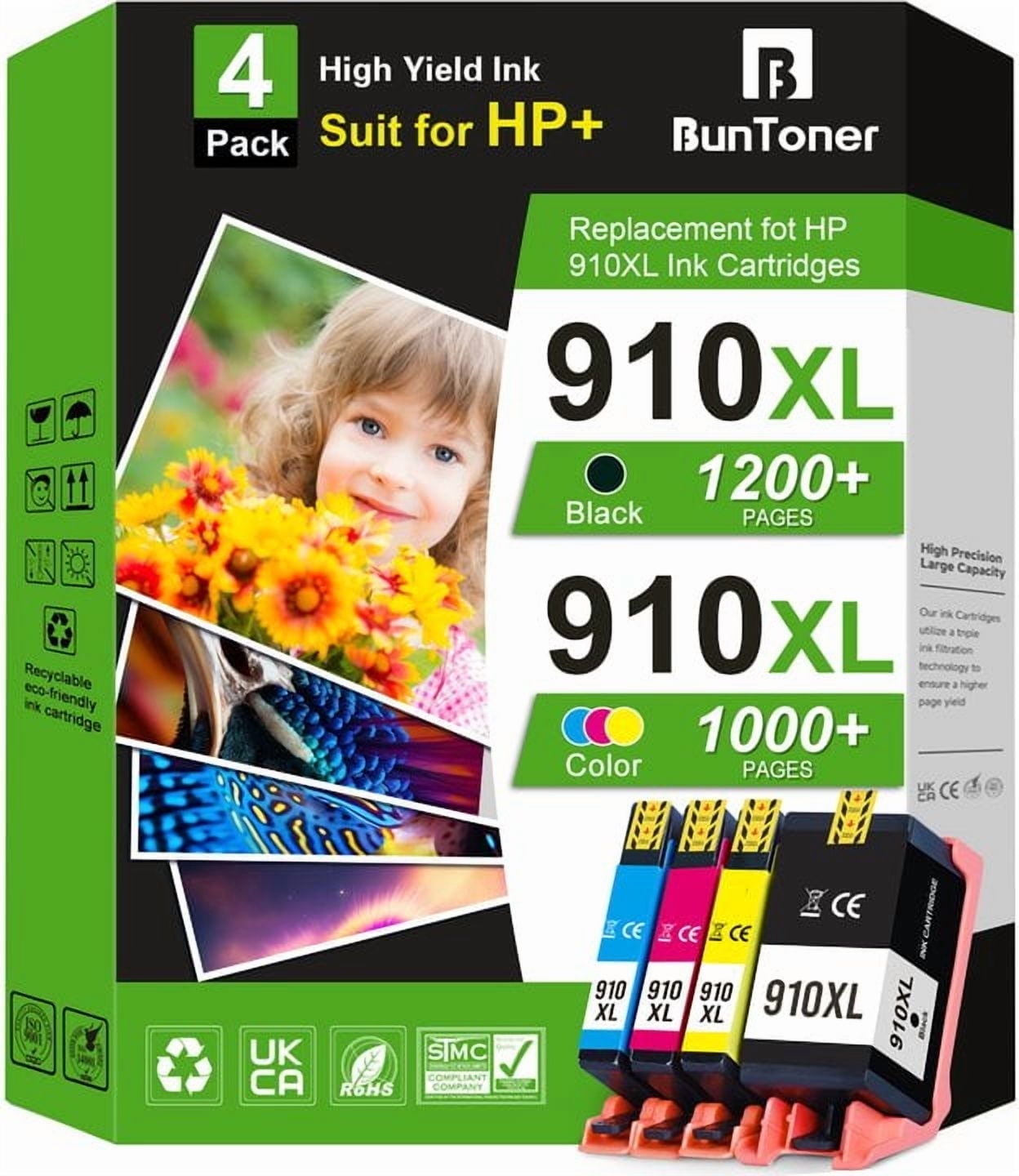910 Ink Cartridges Compatible for HP 910XL Combo Pack for OfficeJet 8035e 8035 8025e 8025 8015e 8034e Printer (4-Pack)
