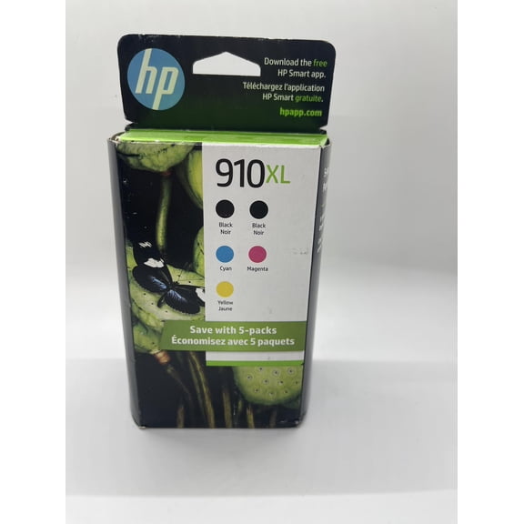 910XL Black, Cyan, Magenta, Yellow High-Yield Ink Cartridges (5-Pack)
