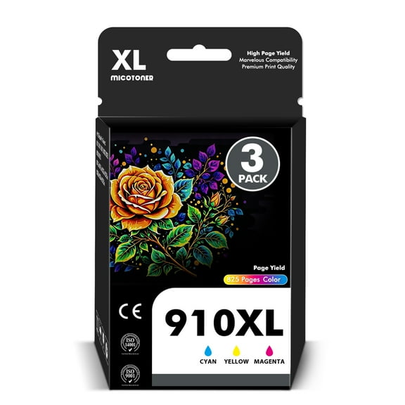 910XL Ink 910 XL Cartridge Compatible for HP officejet 8012 8013 8015 8022 8025 8028 8035 (Cyan x1, Magenta x1, Yellow x1)