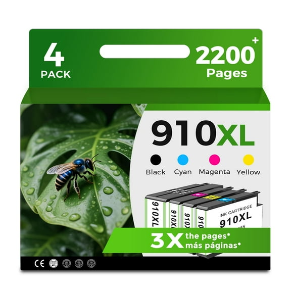 910XL Ink Cartridge 4 Packs Compatible Replacement for Ink 910 XL with OfficeJet Pro 8020 8025 8028 8035 8030 8010 8015 8018 8022 Printer Black Tri-Color