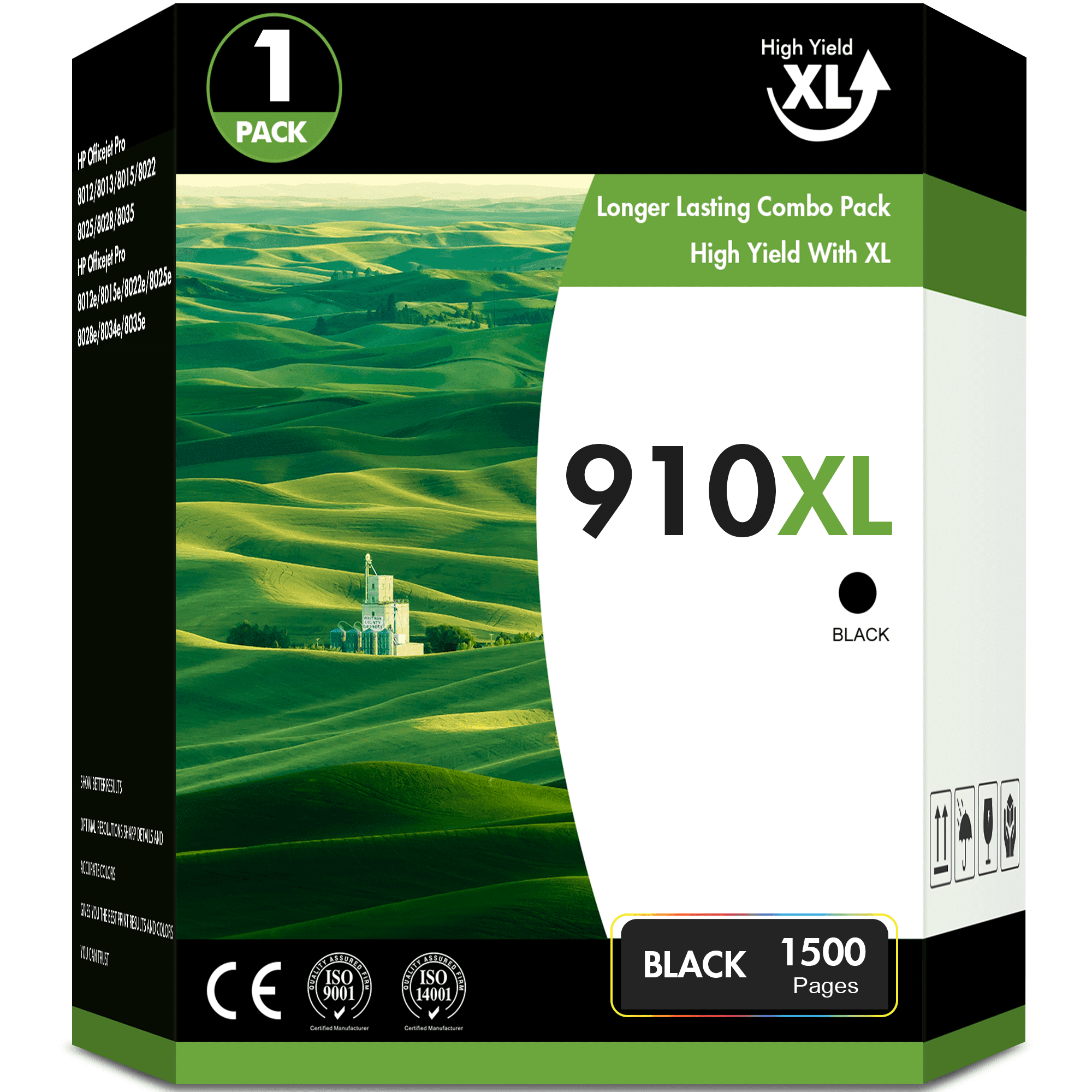 910XL Ink Cartridge Compatible for 910 910XL for OfficeJet Pro 8020 8024 8025 8028 8035 OfficeJet 8022 8010 8012 8014 8015 8018 Printer Ink High Capactiy (Black, 1-Pack)