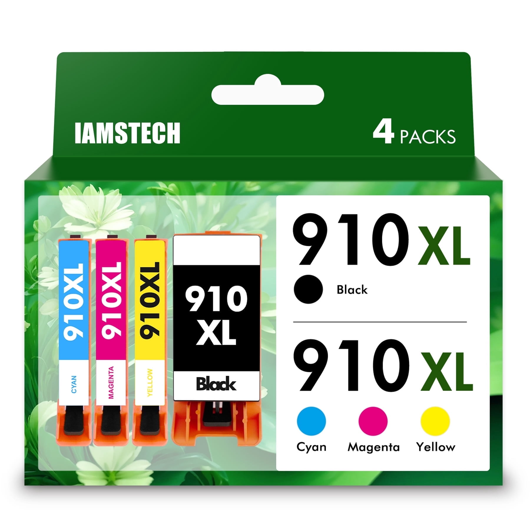 910XL Ink Cartridge Compatible for 910 Ink Cartridge, Work for OfficeJet Pro 8020 8025, 4-Pack Combo Printer Ink (Black, Cyan, Magenta, Yellow)