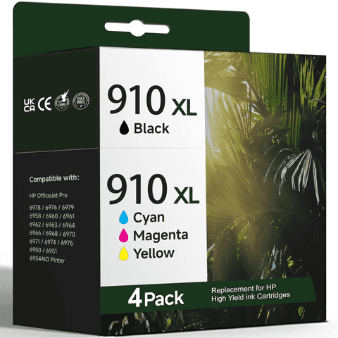 910XL Ink Cartridge Compatible for HP 910 Ink Cartridge, work for OfficeJet Pro 8020/8025, 4-Pack
