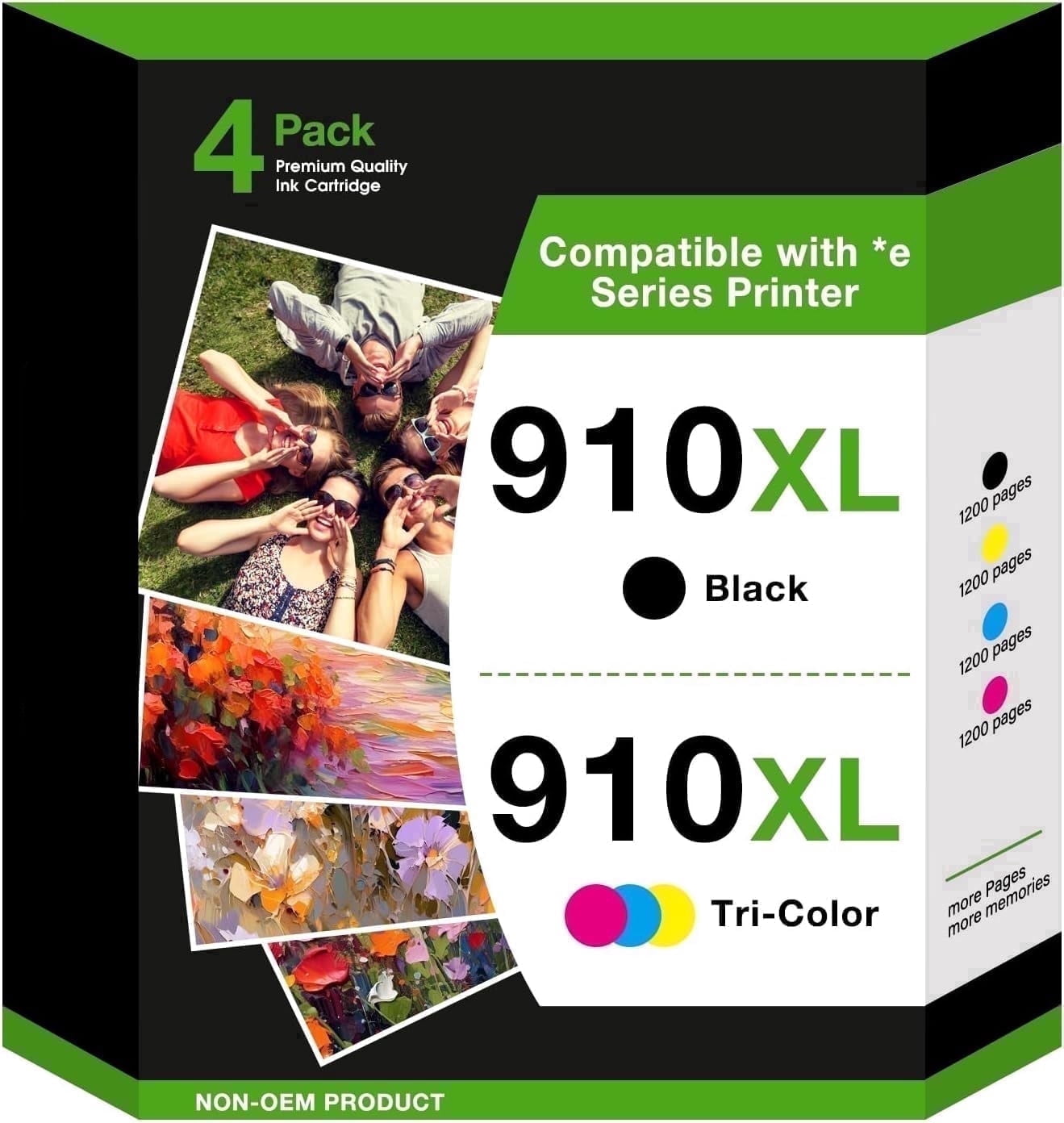 910XL Ink Cartridge Compatible for HP 910 Ink Cartridge HP 910XL for HP OfficeJet Pro 8020 8025 8028 8035 8030 8010 8015 8018 8022 Printer (4 Pack)