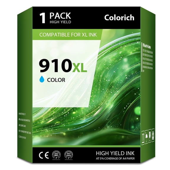 910XL Ink Cartridge Cyan Compatible for 910 XL 910XL Officejet Pro 8012 8013 8015 8022 8025 8028 8035 8012e 8015e 8022e 8025e 8028e 8034e 8035e Printer 1-Pack