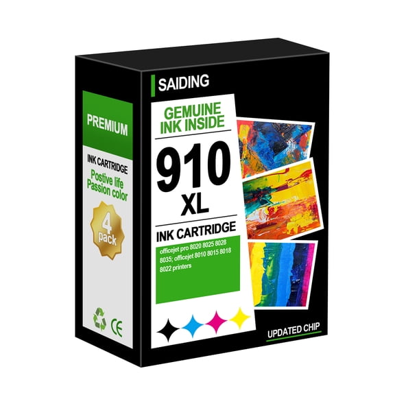 910XL Ink Cartridges 4 Pack Replacement for 910 XL Ink Compatible with OfficeJet 8010 8012 8015 8022 OfficeJet Pro 8020 8025 8028 8035 e-Series Printers