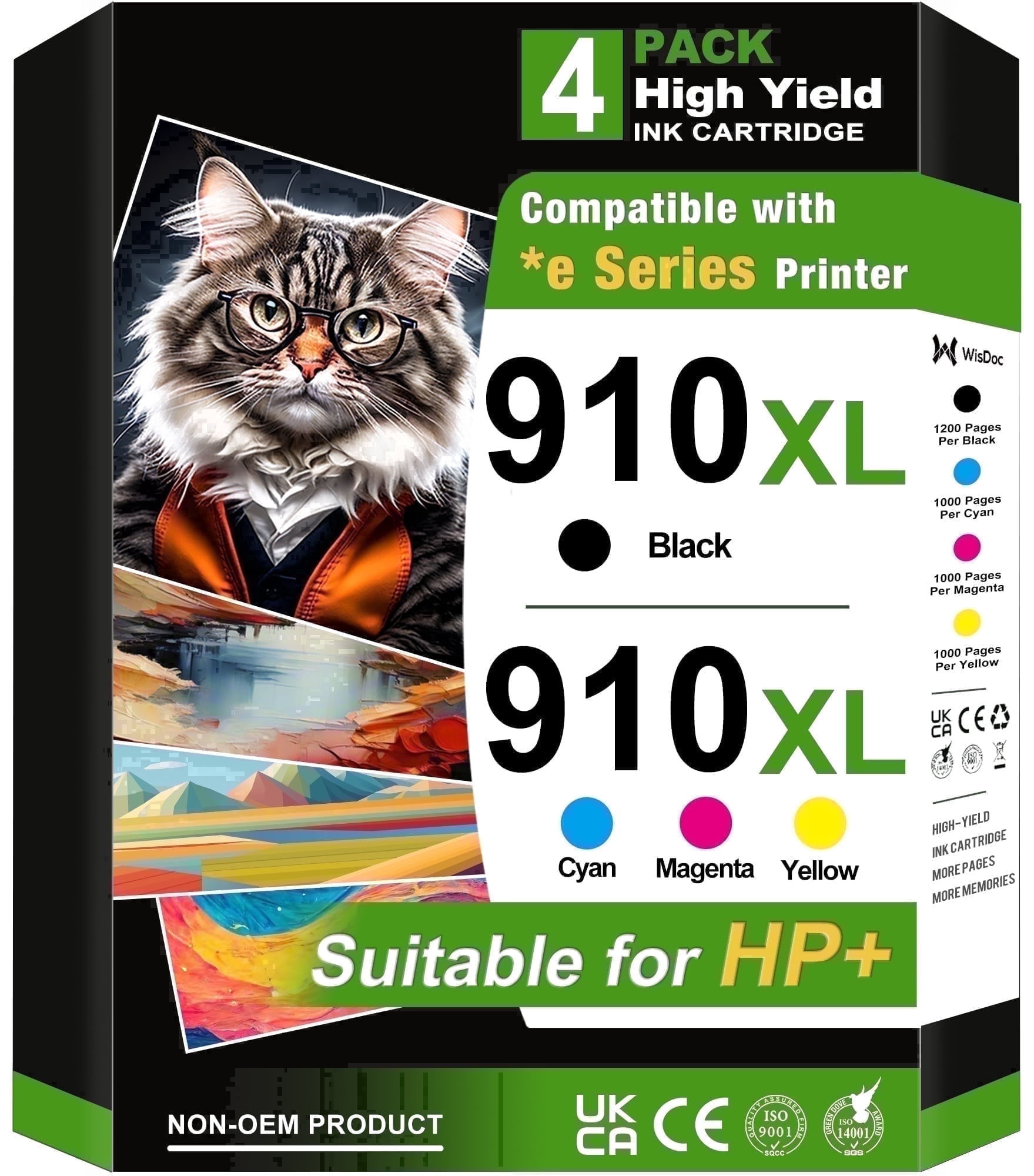910XL Ink Cartridges Compatible With HP 910 Ink Cartridges for 910 HP Ink for OfficeJet Pro 8025e 8015e 8022e 8028e 8035e 8025 8035 8020 8022 Printer (4-Pack)