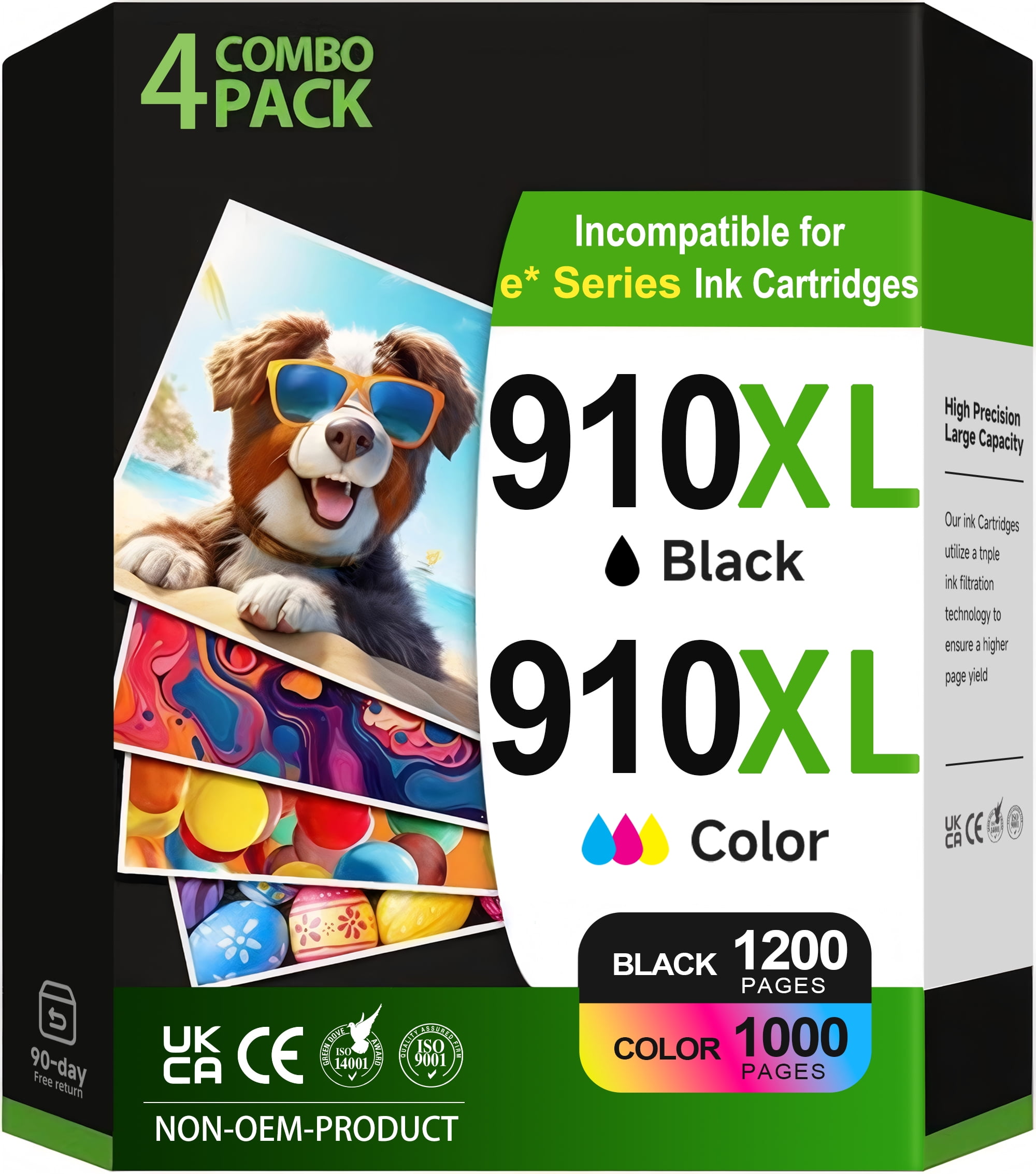 910XL Ink Cartridges Compatible for HP 910 Ink Cartridges Combo Pack for OfficeJet Pro 8020 8025 8028 8035 8030 Printer (Black Cyan Magenta Yellow,4 Pack)