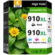 910 XL 910XL Ink Cartridges Combo Pack Compatible for HP 910 Ink Cartridges for Officejet 8010 8022e Officejet Pro 8025e 8020e Printers  4 Pack