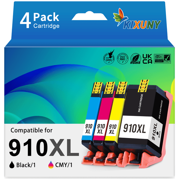 910XL Ink Cartridges Compatible for HP 910 Ink Cartridge Combo Pack for 910 HP Ink 910 (Black Cyan Magenta Yellow, 4 Pack)