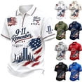 thumbnail image 1 of 911 25th Anniversary Shirt Men, 9/11 Shirt Never Forget Printed Polo Tshirt US Flag Memorial Courage Faith Patriotic 911 Shirt, 1 of 5