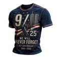 thumbnail image 1 of 911 25th Anniversary Tshirt Men Never Forget 9/11 American Flag Crewneck Short Sleeve Patriotic Memorial Tee for Men, 1 of 3